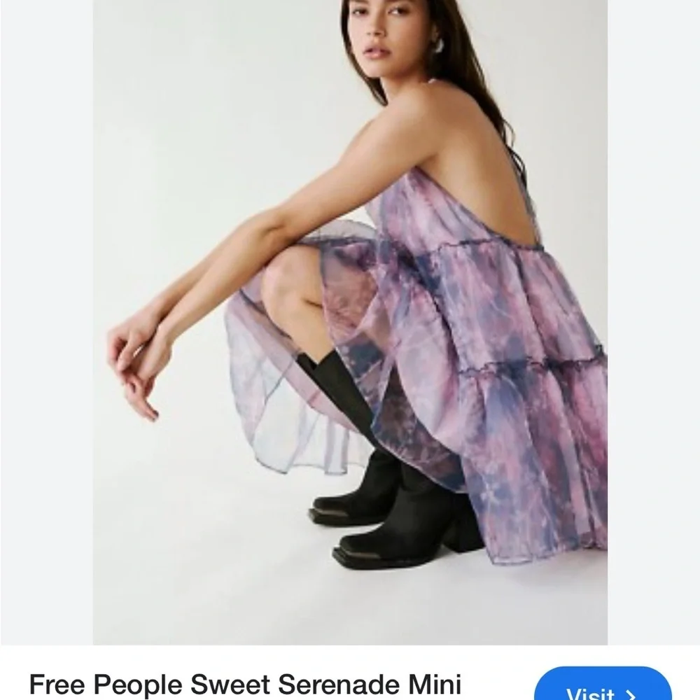 NWT Free People Sweet Serenade Lavender Tiered Halter Mini Dress Small